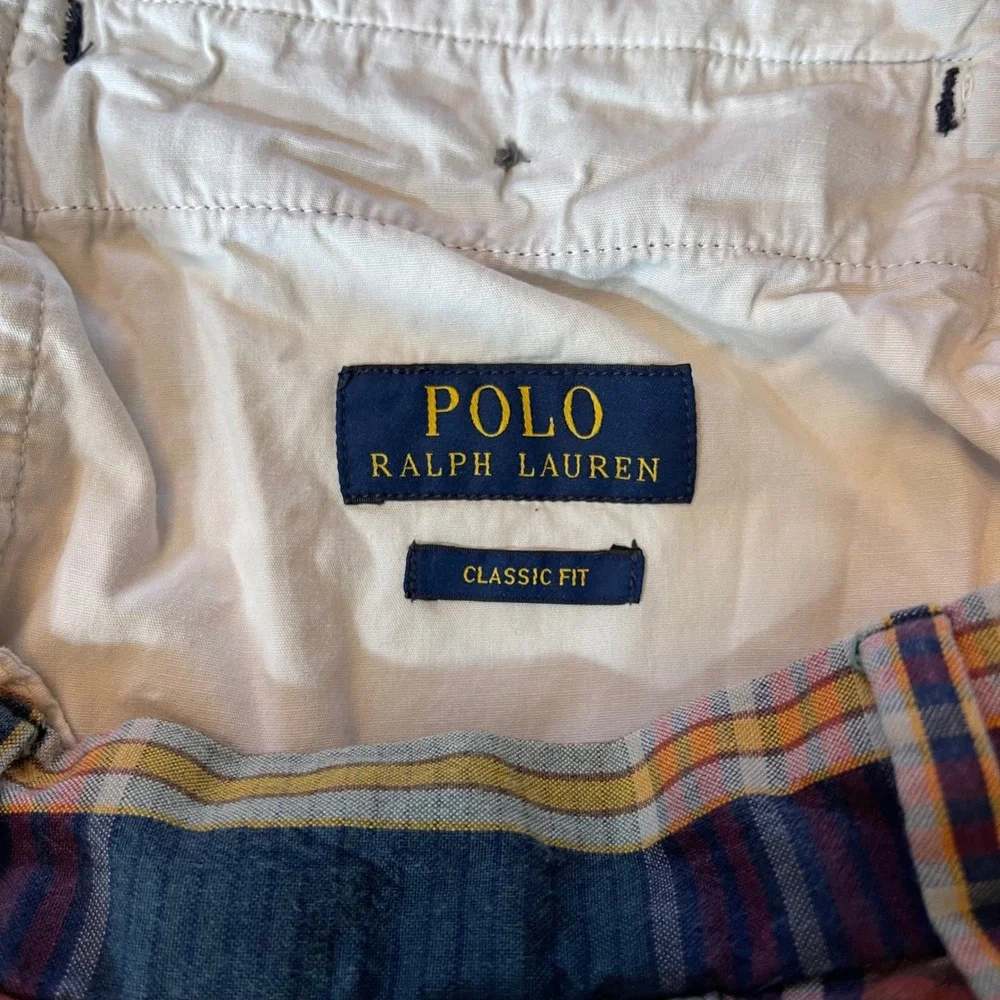Polo Ralph Lauren India Madras Plaid Classic Fit Chino Shorts Men's Size‎ 34